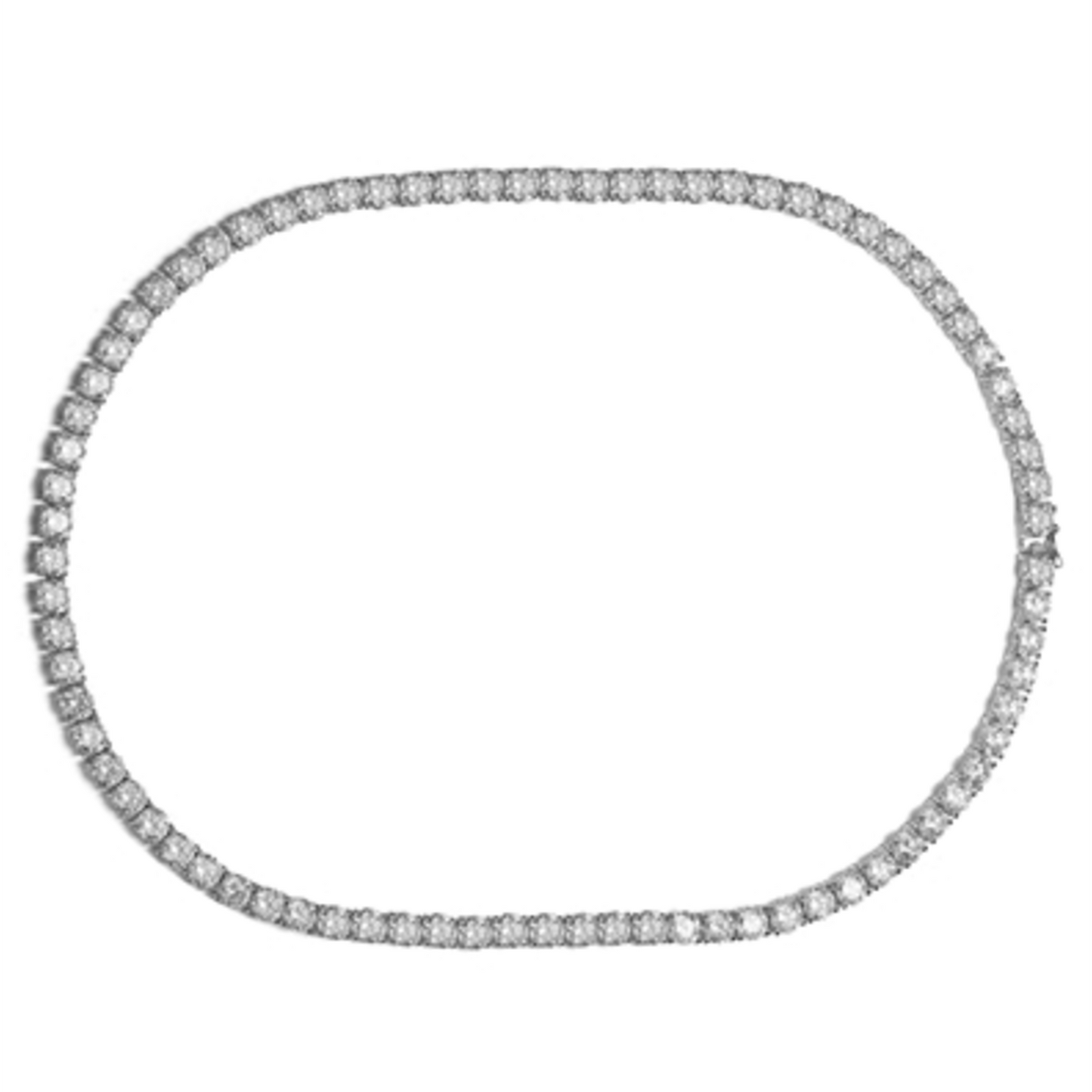 RHODIUM CZ CLASSIC TENNIS NECKLACE, CLEAR, 17"
