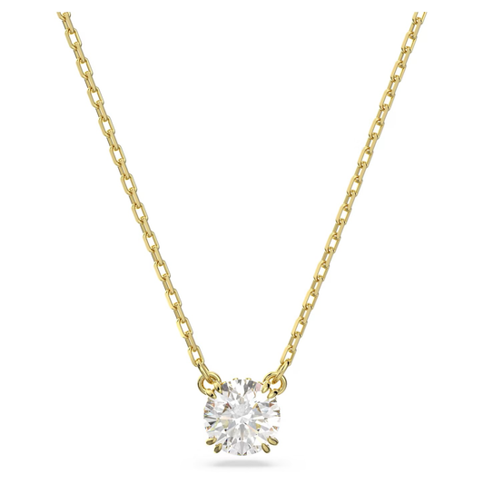 SWAROVSKI STILLA PENDANT ROUND CUT, WHITE, GOLD-TONE PLATED
