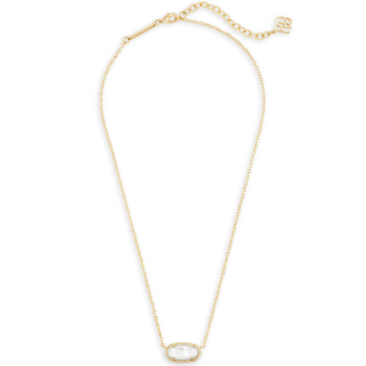 KENDRA SCOTT ELISA GOLD PENDANT NECKLACE IN IVORY MOTHER-OF-PEARL