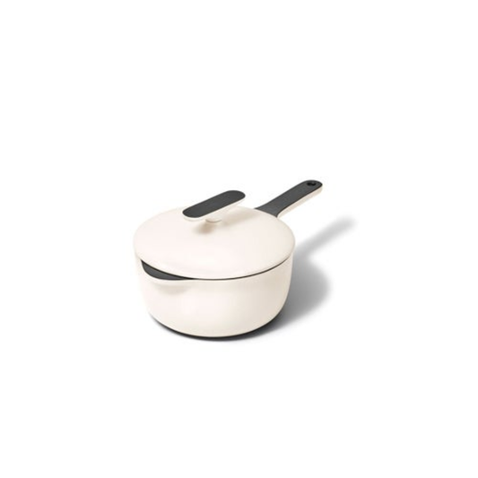 1.8QT ENAMELED CAST IRON MINI SAUCE PAN W/ LID CREAM