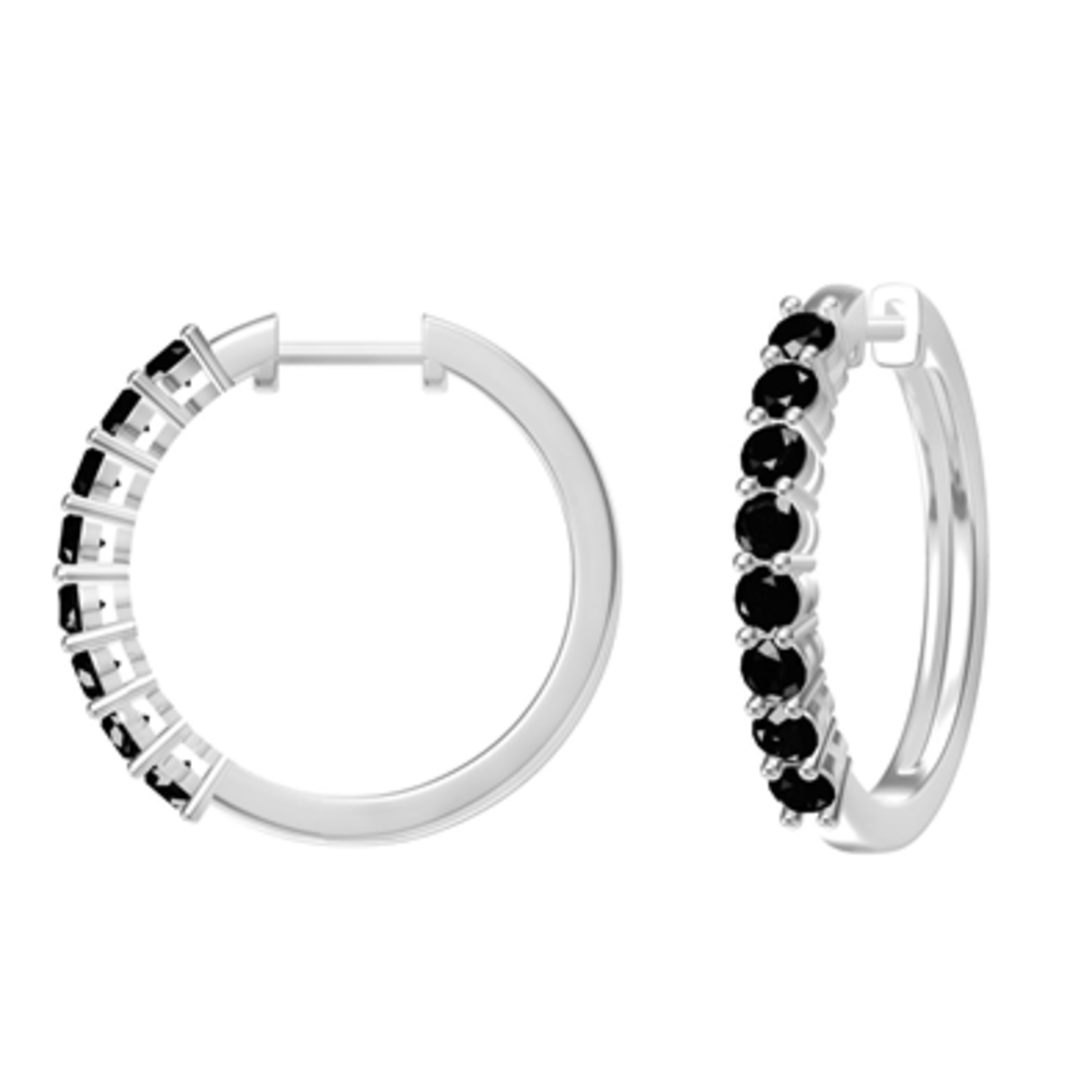 STERLING SILVER LARGE HOOP EARRINGS, BLACK, 25MM
