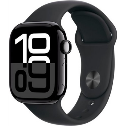 APPLE WATCH SERIES 10 (GPS) 42MM ALUMINUM CASE WITH BLACK SPORT BAND - S/M - JET BLACK - (2024)