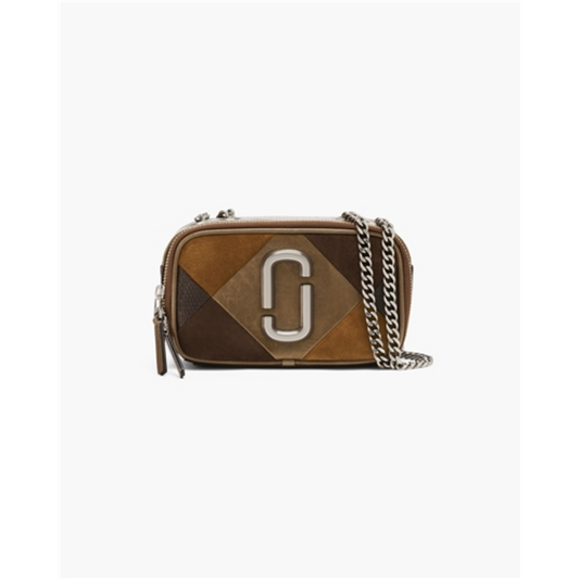 THE SUEDE PATCHWORK SOFTSHOT BAG, BROWN MULTI