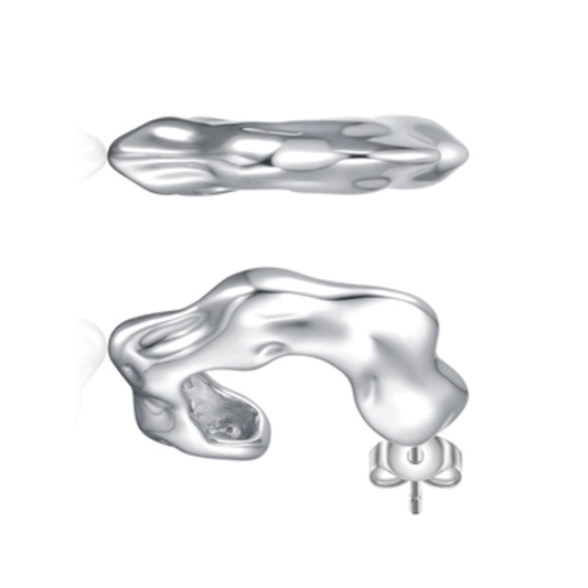 CZ RHODIUM CLASSIC HOOP EARRINGS, CLEAR