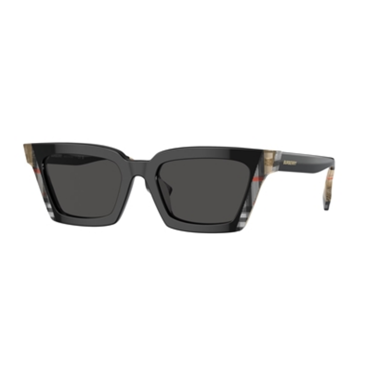 WOMEN'S NON POLARIZED SQUARE SUNGLASSES, BLACK VINTAGE CHECK/GREY, 52