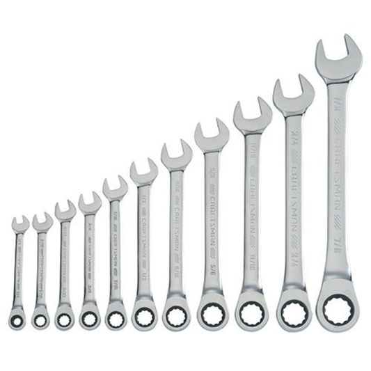 11PC SAE RATCHETING COMBINATION WRENCH SET