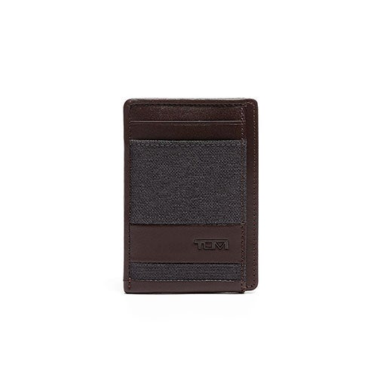 ALPHA MONEY CLIP CARD CASE ANTHRACITE/BROWN