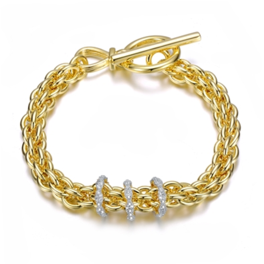 14K YELLOW GOLD CHAIN BRACELET, GOLD, 7"