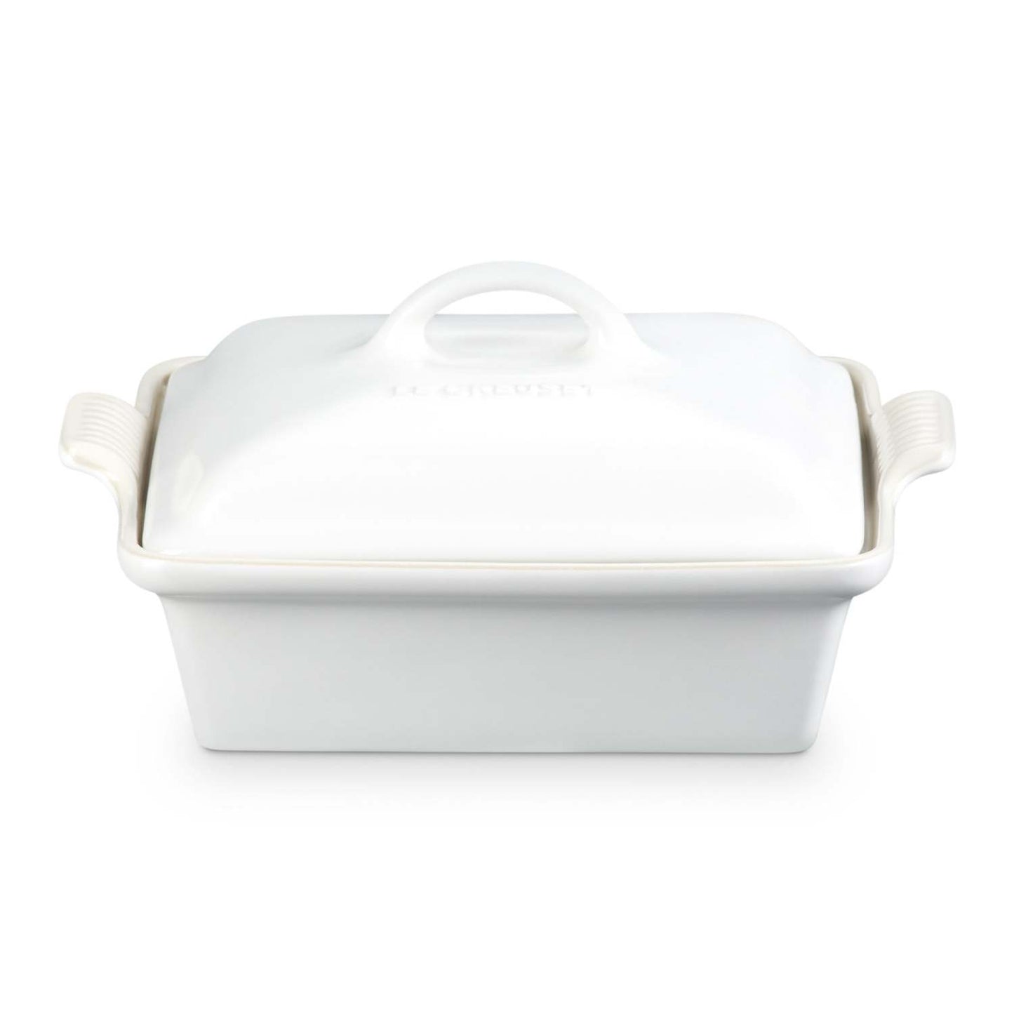 2QT HERITAGE STONEWARE SHALLOW COVERED SQUARE CASSEROLE COTTON