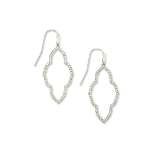 ABBIE SMALL OPEN FRAME EARRINGS, RHODIUM