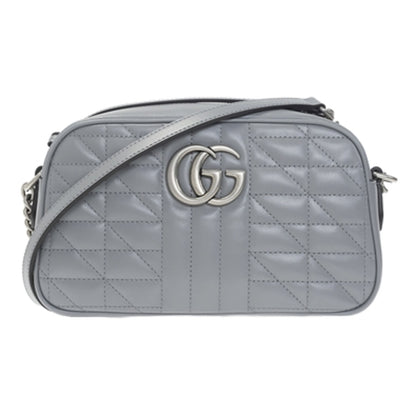 GG MARMONT SMALL SHOULDER BAG, DARK GREY/SILVER, 10X6X3
