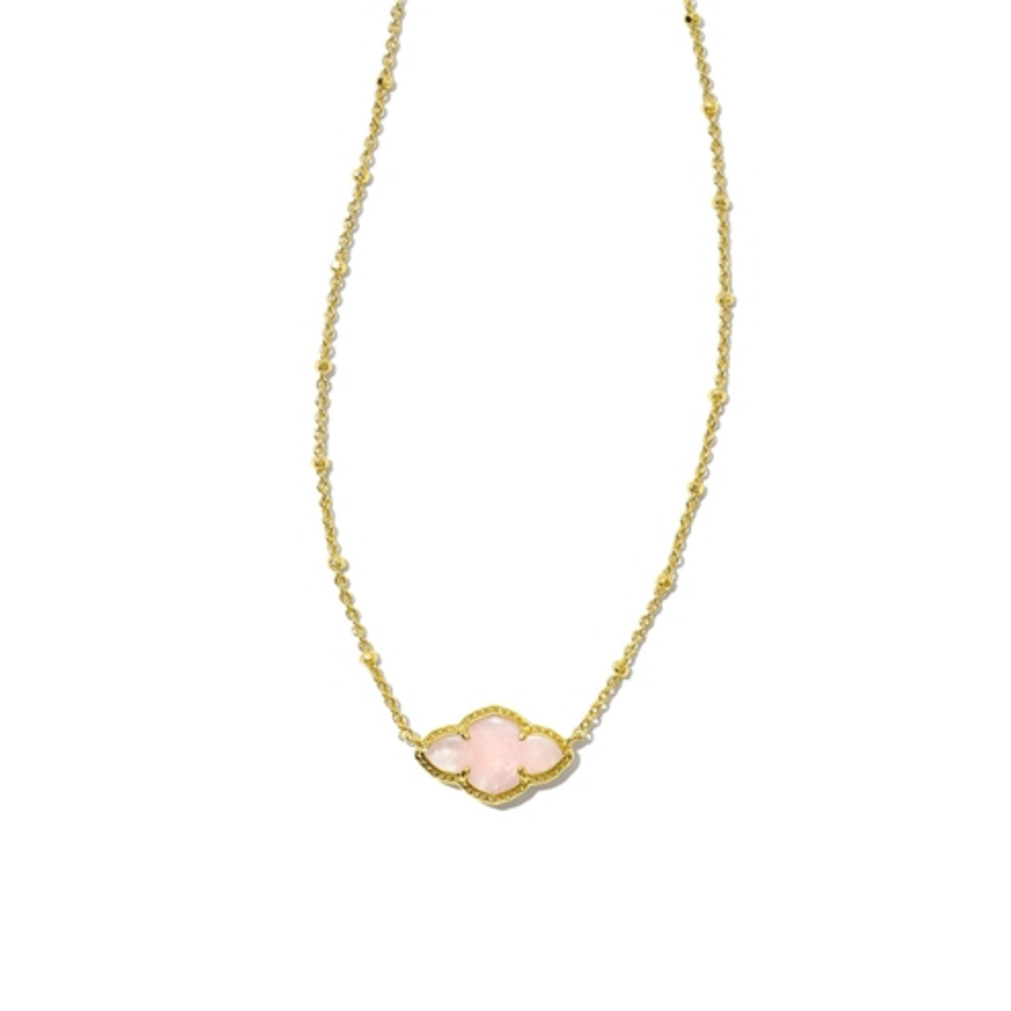 ABBIE PENDANT NECKLACE, GOLD ROSE QUARTZ
