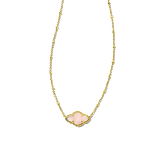 ABBIE PENDANT NECKLACE, GOLD ROSE QUARTZ