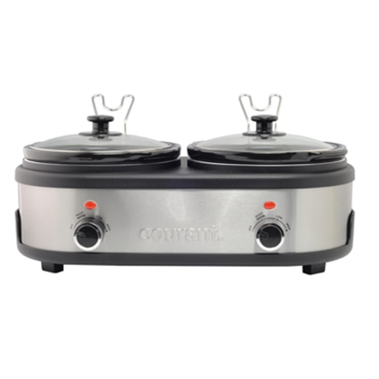2.5 QUART DOUBLE SLOW COOKER, STAINLESS STEEL