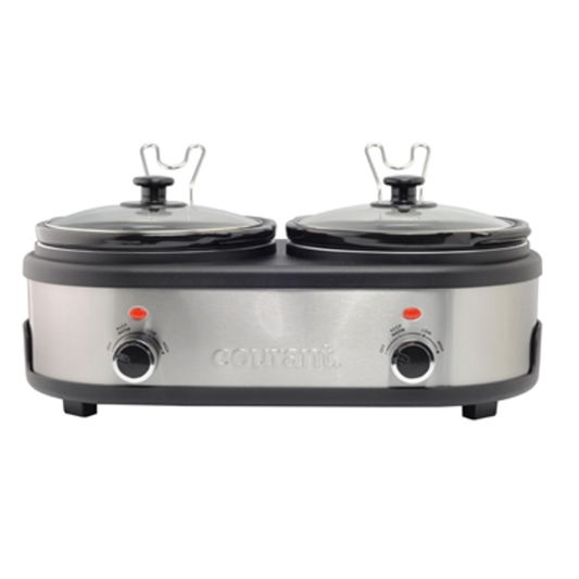 2.5 QUART DOUBLE SLOW COOKER, STAINLESS STEEL