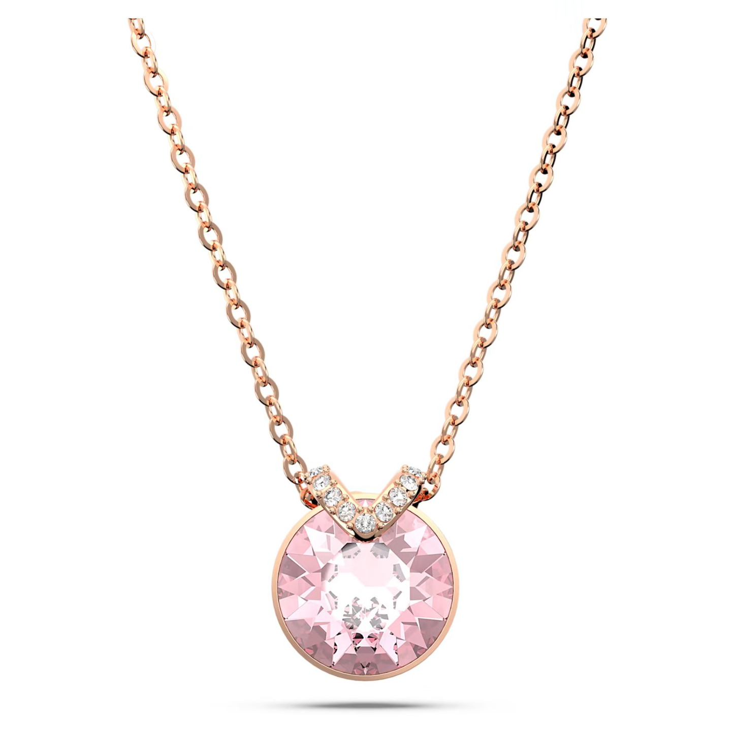 SWAROVSKI BELLA V PENDANT ROUND CUT, PINK, ROSE GOLD-TONE PLATED