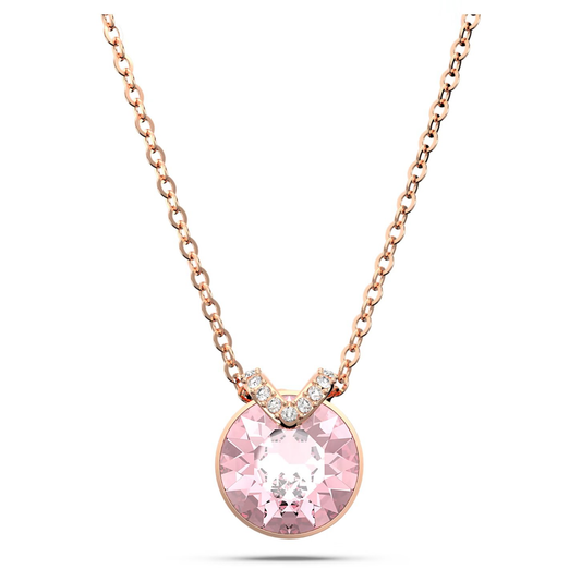 SWAROVSKI BELLA V PENDANT ROUND CUT, PINK, ROSE GOLD-TONE PLATED