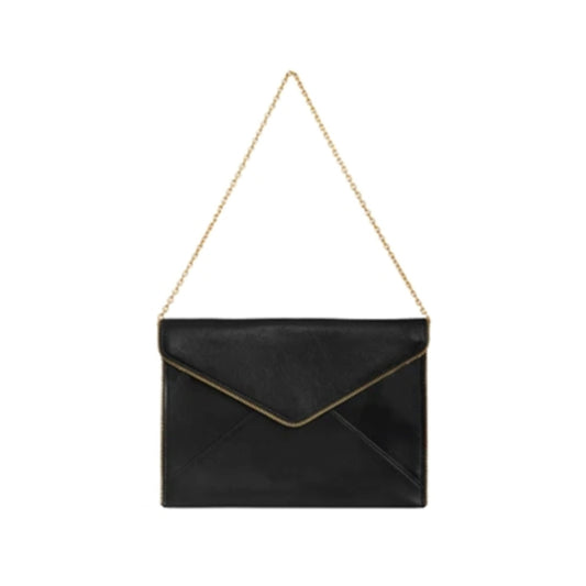 LEO CLUTCH WITH CHAIN STRAP, BLACK