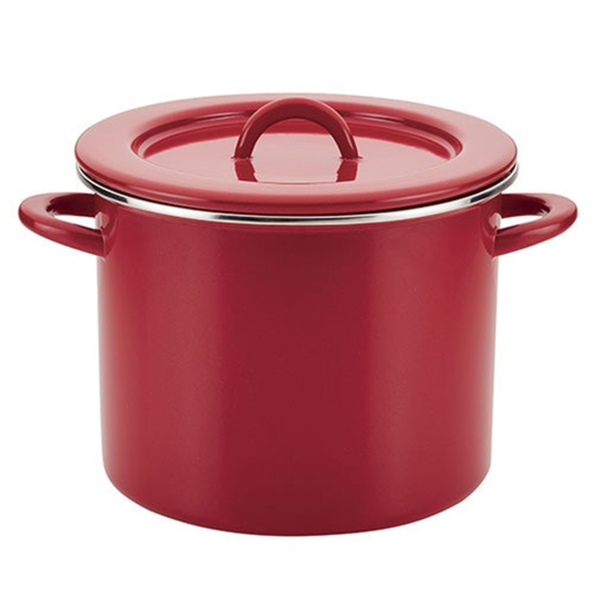 CREATE DELICIOUS 12QT ENAMEL ON STEEL STOCKPOT W/ LID RED