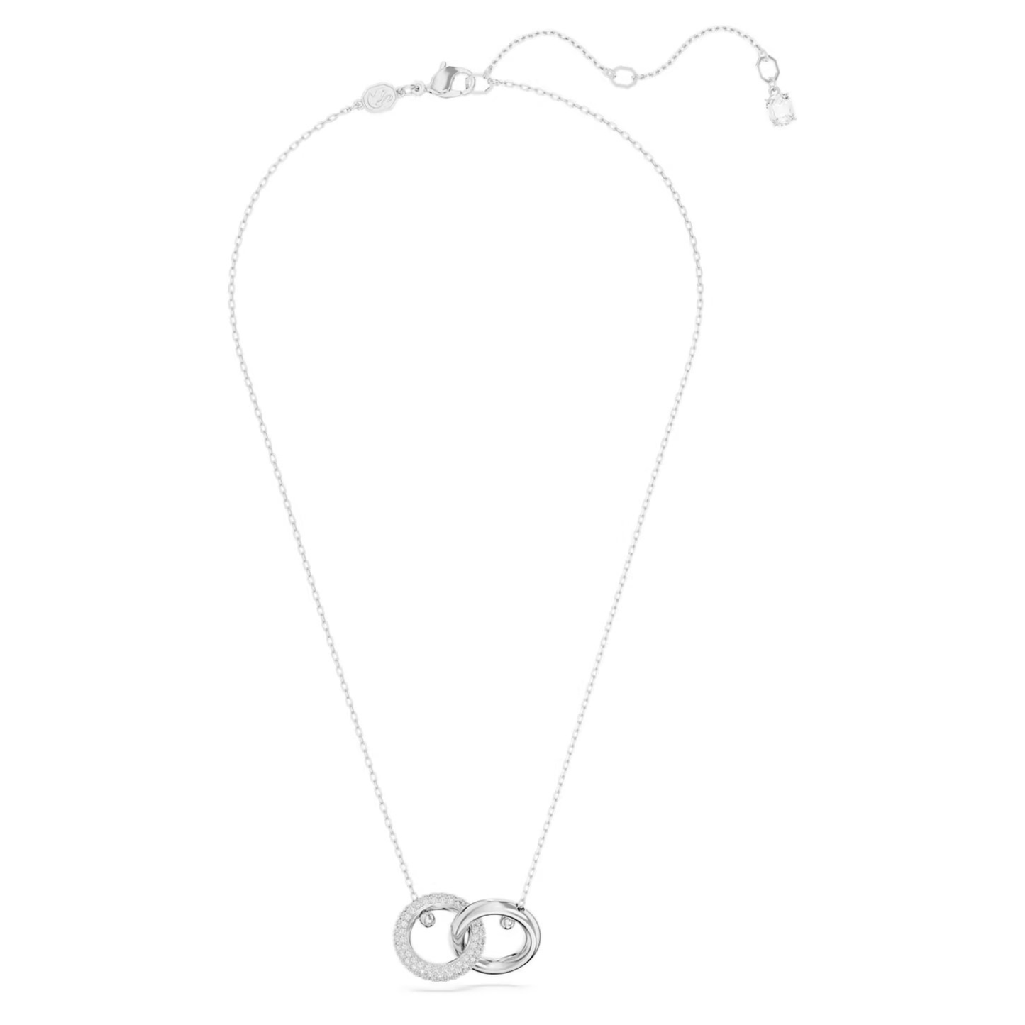 SWAROVSKI DEXTERA PENDANT INTERLOCKING LOOP, WHITE, RHODIUM PLATED
