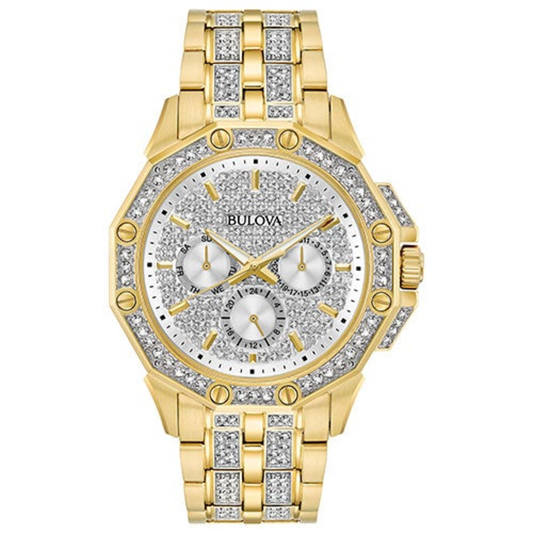 MENS OCTAVA GOLD-TONE & SWAROVSKI CRYSTAL WATCH