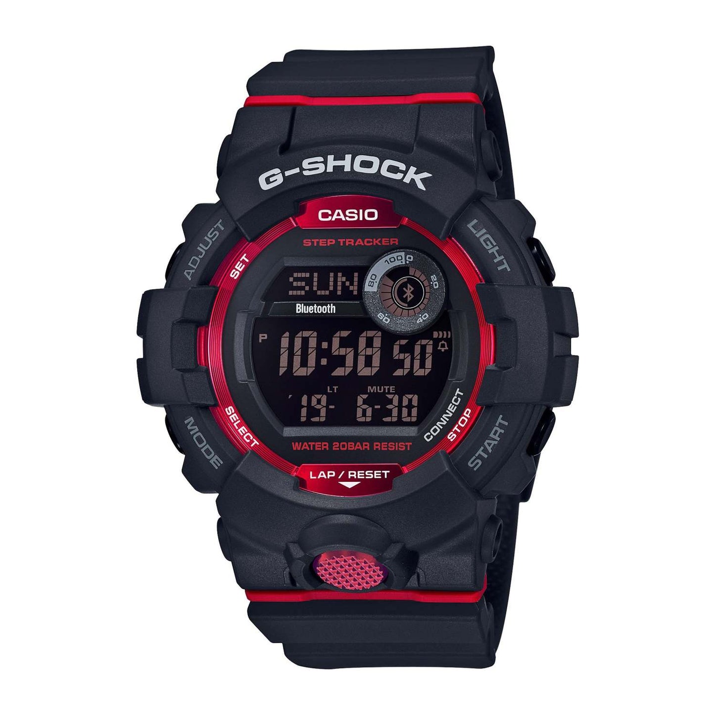MENS G-SHOCK STEPTRACKER BLUETOOTH DIGITAL WATCH BLACK/RED