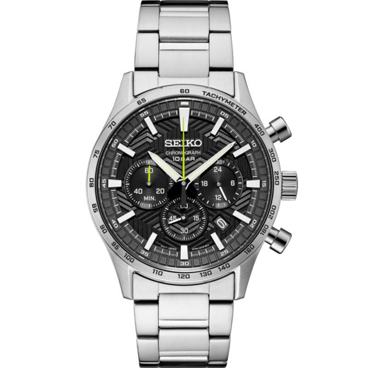 MENS ESSENTIALS CHRONOGRAPH STAINLESS STEAL WATCH - (BLACK)
