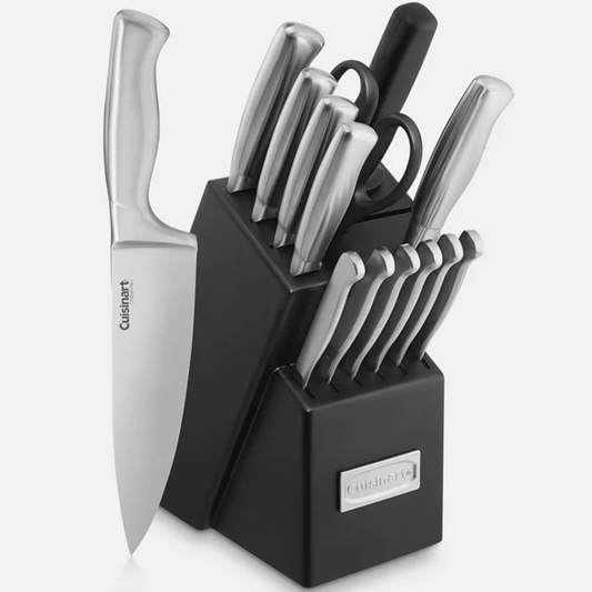 CUISINART STAINLESS STEEL HOLLOW HANDLE 15 PIECE CUTLERY BLOCK SET