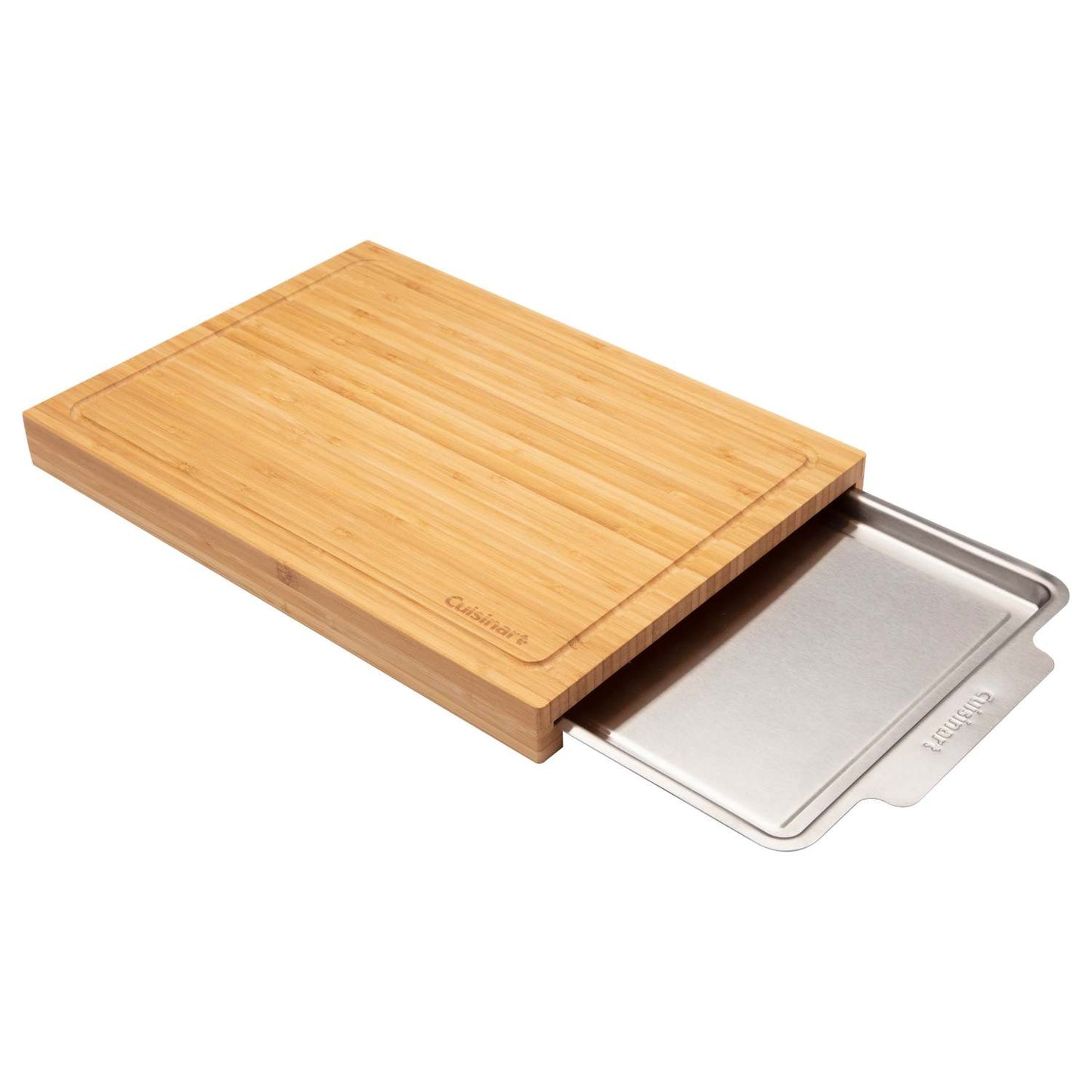 BAMBOO CUTTING BOARD W/ STAINLESS STEEL TRAY