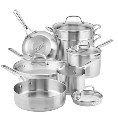 11PC STAINLESS STEEL 3-PLY COOKWARE SET