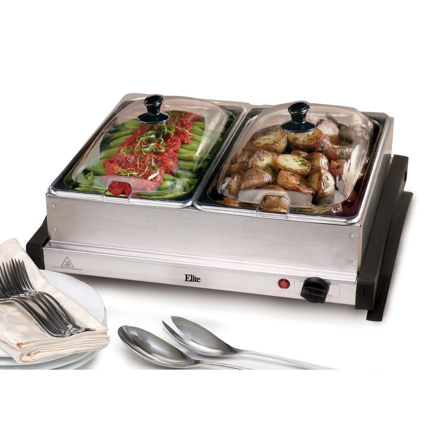 5QT DUAL STAINLESS STEEL BUFFET SERVER