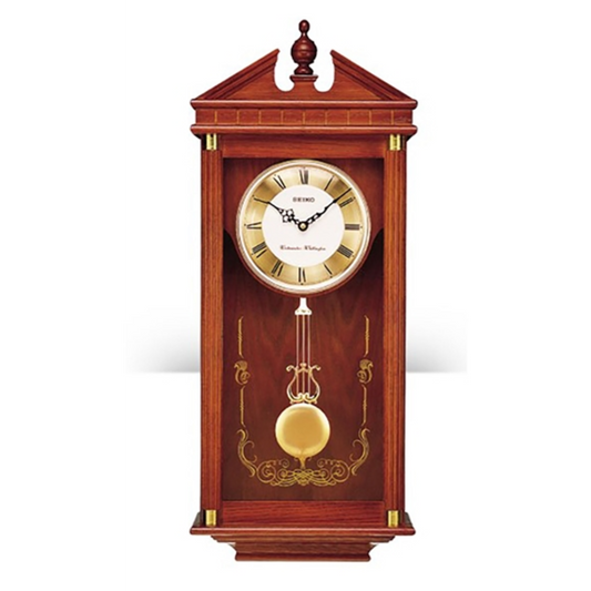 REGAL OAK WALL CLOCK WITH PENDULUM, BROWN