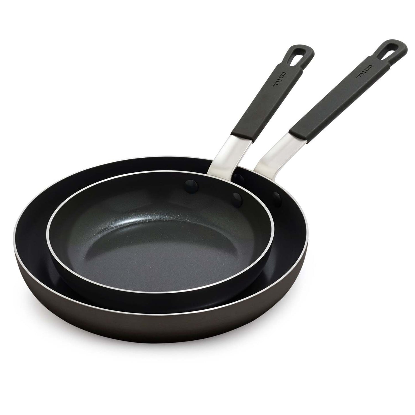 CERAMIC NONSTICK ALUMINUM 2PC FRY PAN SET BLACK