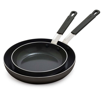 CERAMIC NONSTICK ALUMINUM 2PC FRY PAN SET BLACK