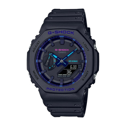 MENS G-SHOCK VIRTUAL BLACK RESIN ANALOG/DIGITAL WATCH BLUE VIOLET DIAL