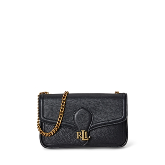 PEBBLED LEATHER BRADLEY CROSSBODY WALLET, BLACK