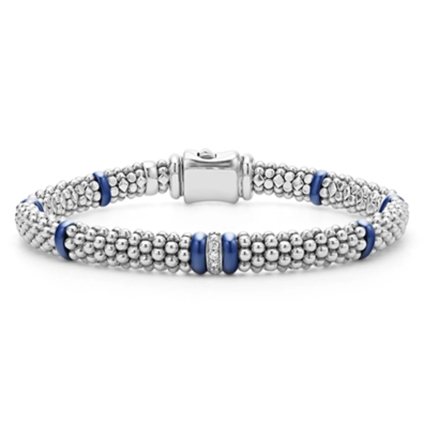 SINGLE STATION DIAMOND CAVIAR BRACELET, ULTRAMARINE, 6.25"-6.75"