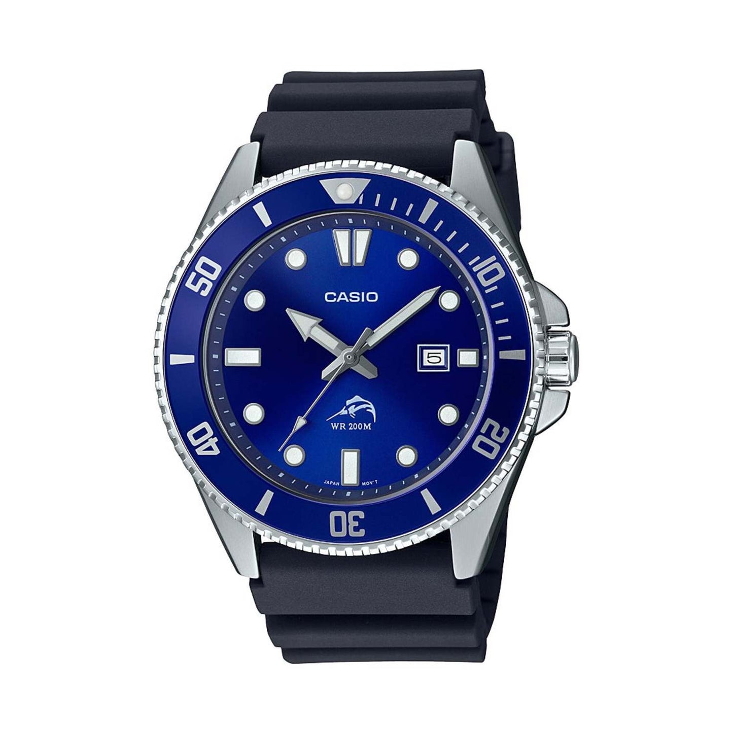 MENS DIVER INSPIRED BLACK RESIN WATCH BLUE DIAL
