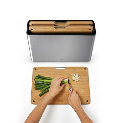 FOLIO STEEL 3PC BAMBOO CUTTING BOARD SET