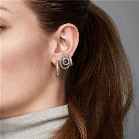 SPARKLE  AND  HEARTS HOOP EARRINGS, ROSE GOLD