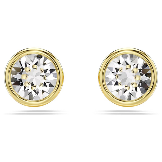 SWAROVSKI IMBER STUD EARRINGS ROUND CUT, WHITE, GOLD-TONE PLATED