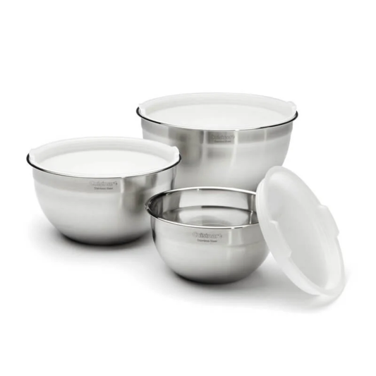 CUISINART 3PC STAINLESS STEEL MIXING BOWL SET WITH LIDS