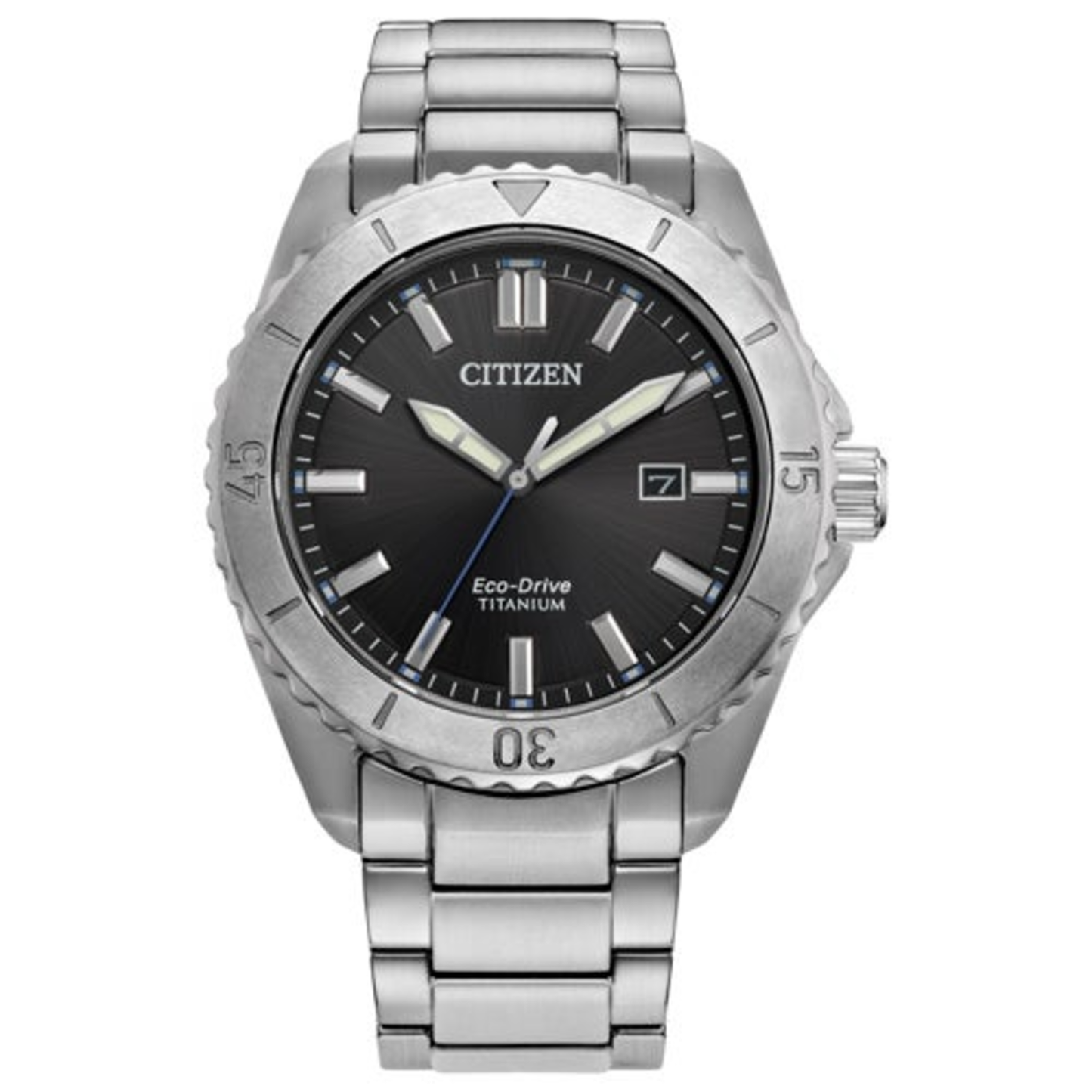 MEN'S BRYCEN SUPER TITANIUM ECO-DRIVE SILVER-TONE SS WATCH, BLACK DIAL