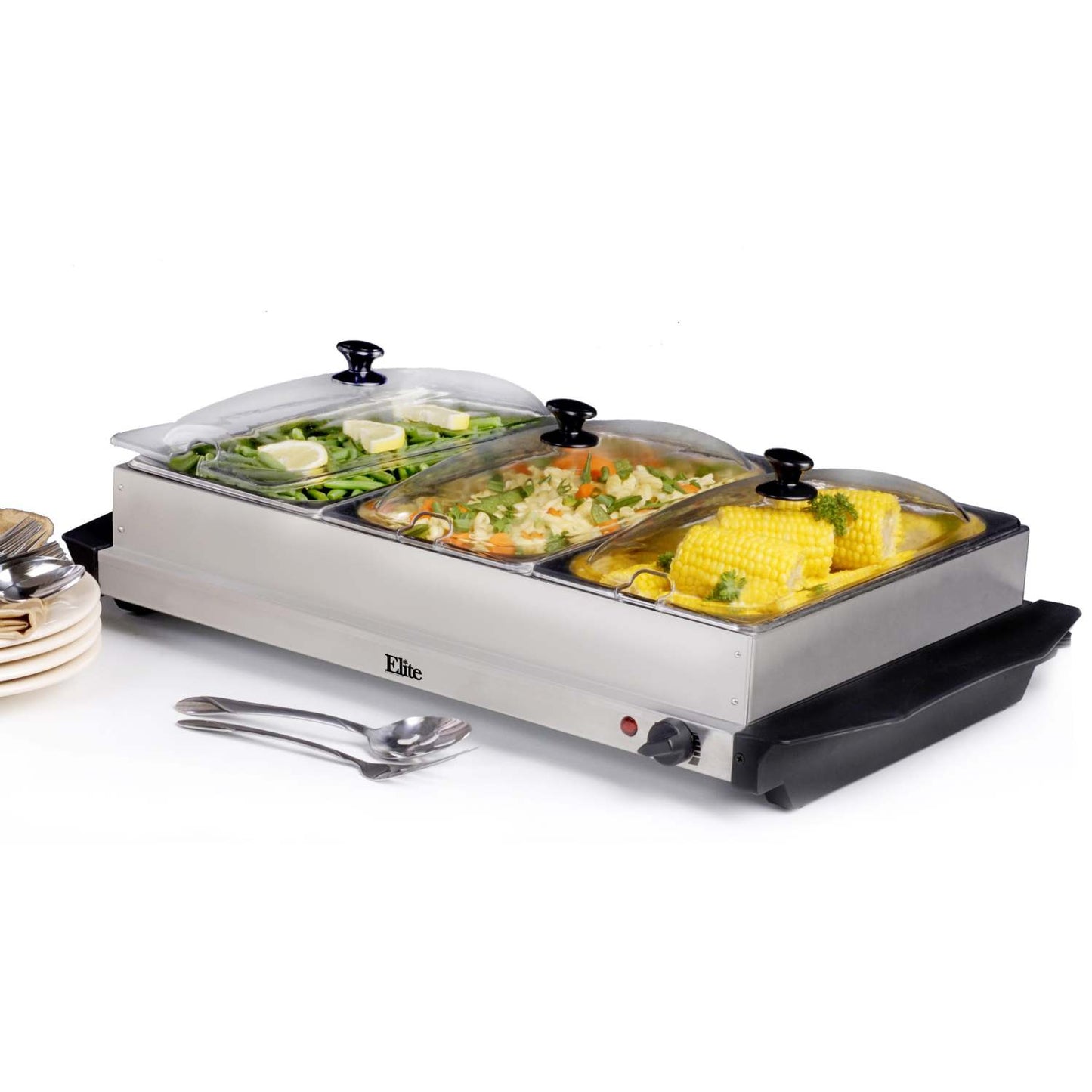 7.5QT STAINLESS STEEL TRIPLE BUFFET SERVER/WARMING PLATE