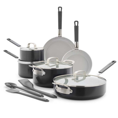 CERAMIC NONSTICK ALUMINUM 13PC COOKWARE SET GRAPHITE