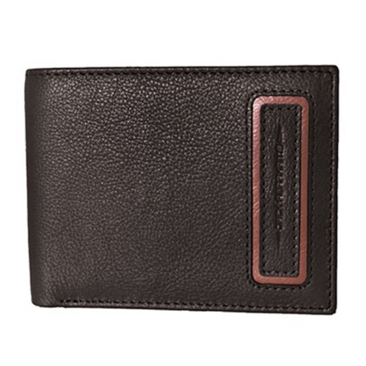 ORGANIC WALLET, TWO-TONE, BI-FOLD WALLET, BLACK/COGNAC