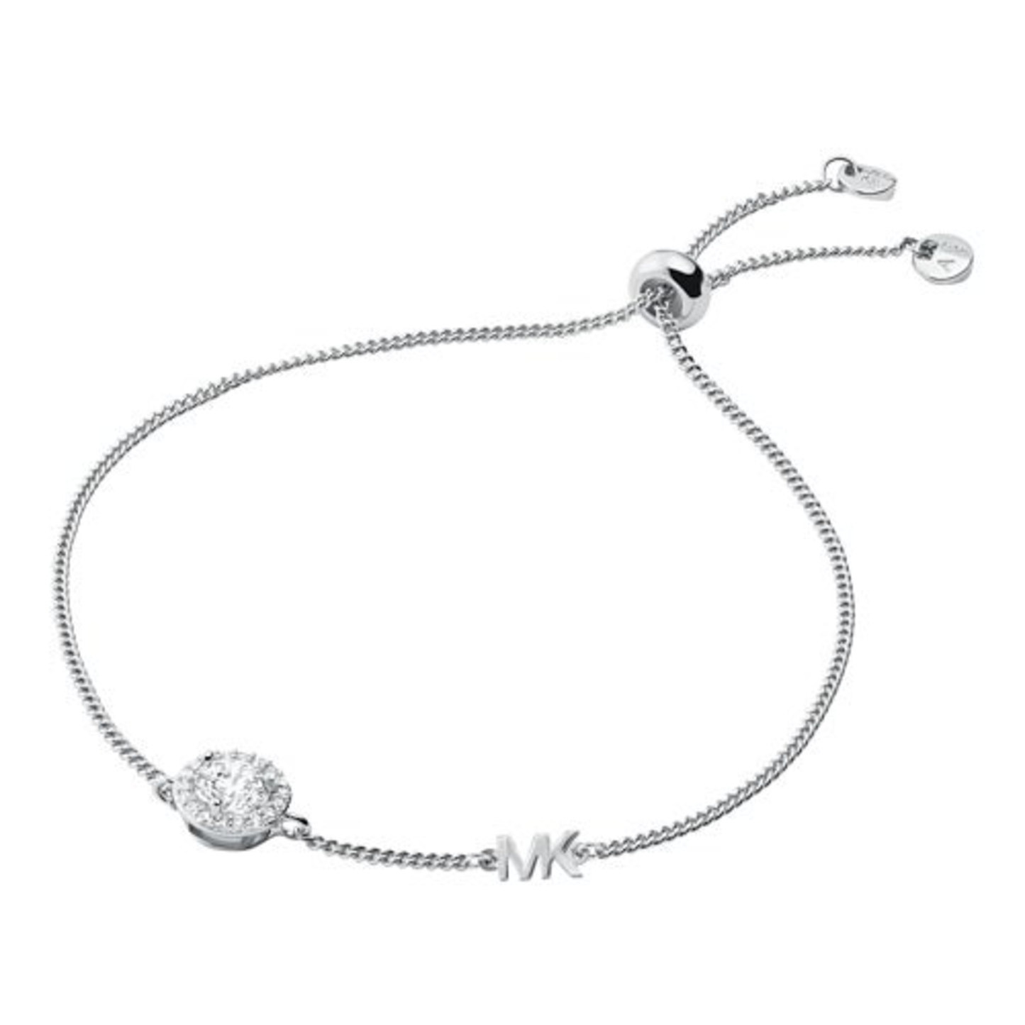 MK PAVE HALO SILVER SLIDER BRACELET