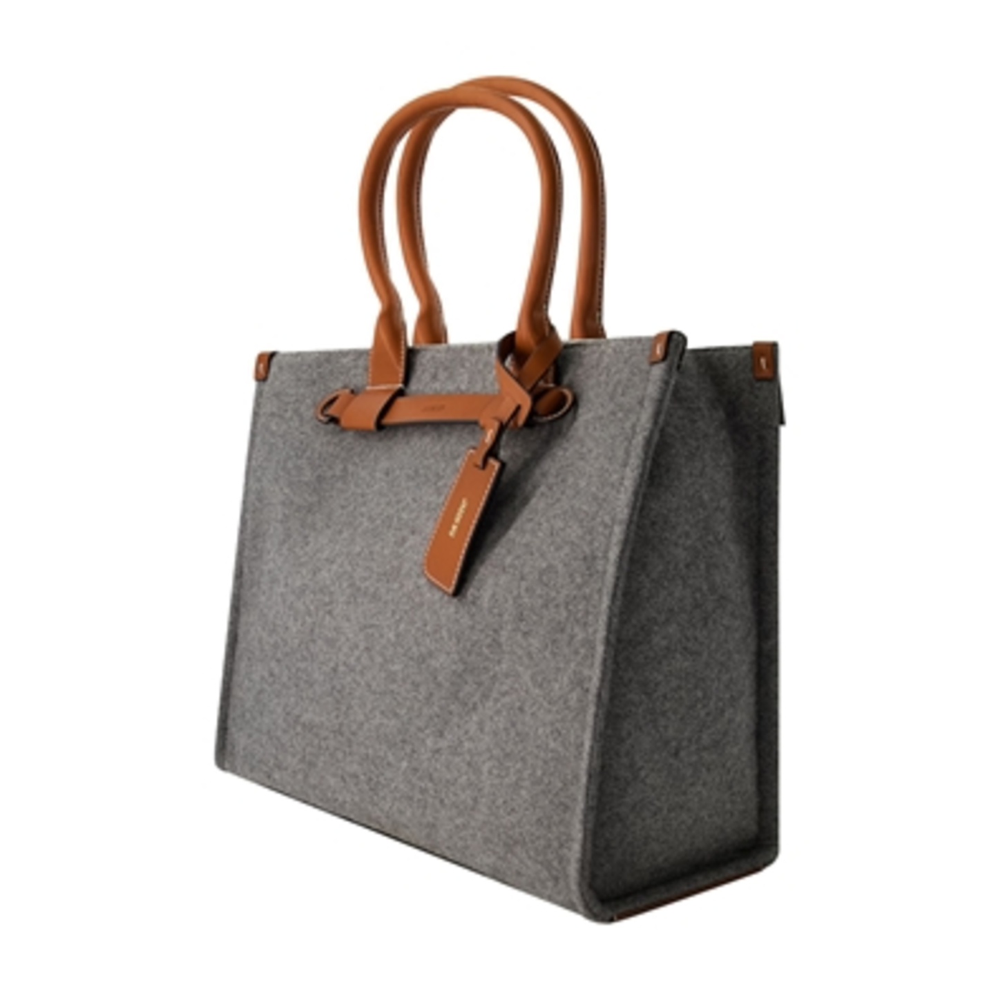 STRUCTURED GREY FELT TOTE, GREY