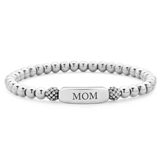 MOM STRETCH BEAD BRACELET, STERLING SILVER