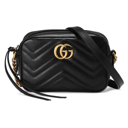 GG MARMONT MATELASSÉ MINI BAG LEATHER, BLACK, 5X7X2.5